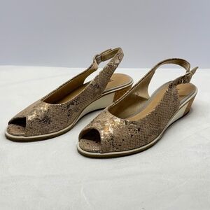 Vaneli Baise Open Toe Slingback Shoes Size 8N Opal Rockefeller/Mtch Grosgrain‎
